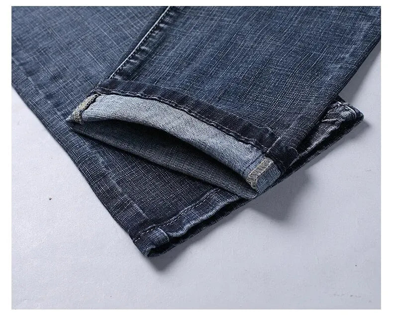 Wthinlee Neue Business-Jeans für Herren, lässig, gerade geschnitten, Stretch, modisch, klassisch, blau, schwarz, Arbeits-Denim-Hose, Herrenbekleidung