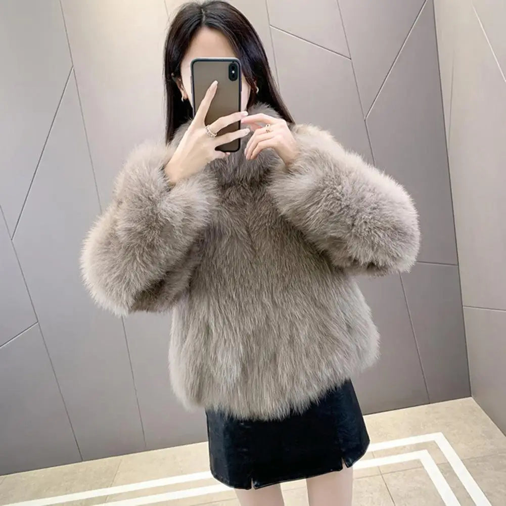 Herbst Winter Übergroßen Lose Beiläufige Luxus Weichen Dicken Warmen Haarigen Faux Mantel Frauen Langarm Flauschigen Jacke 2024