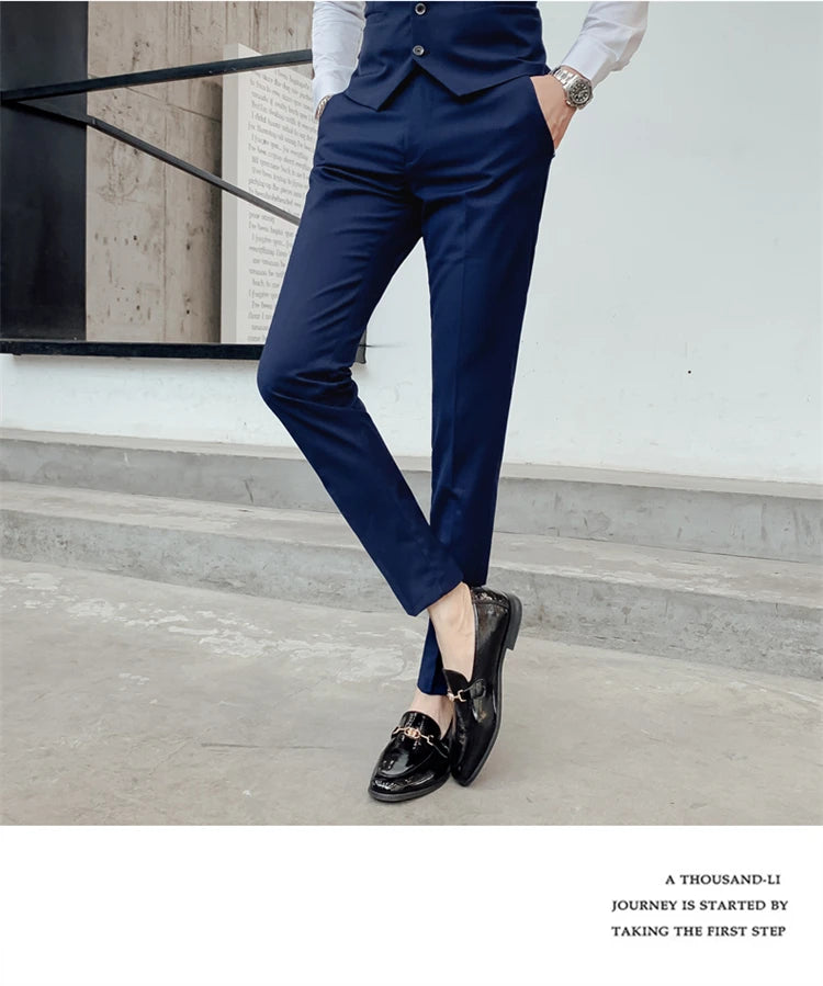 Herren-Slim-Fit-Dreiteiler im koreanischen Stil für Business, professionelle formelle Kleidung, Trauzeuge, Bräutigam, Hochzeit, koreanischer Stil, kleiner Sui