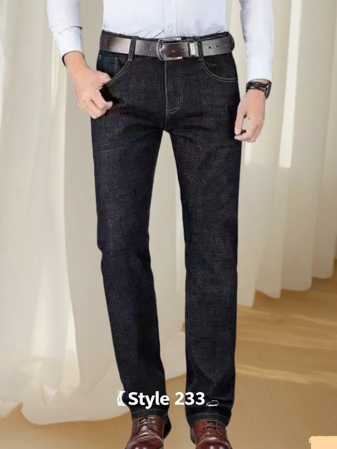 JEAN Neue Business männer Jeans Casual Gerade Stretch Mode Klassische Blau Schwarz Arbeit Denim Hosen Männliche Marke Kleidung