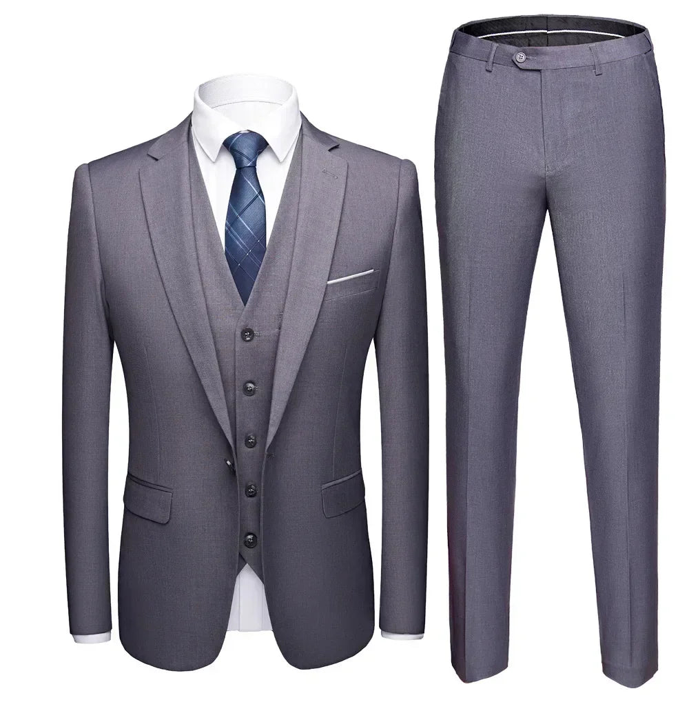 Anzüge für Männer, 3-teiliges Set, elegante Hochzeit, modisch, klassisch, volle Jacken, Weste, Hosen, Blazer, Outfit, 2025, formelles Kostüm