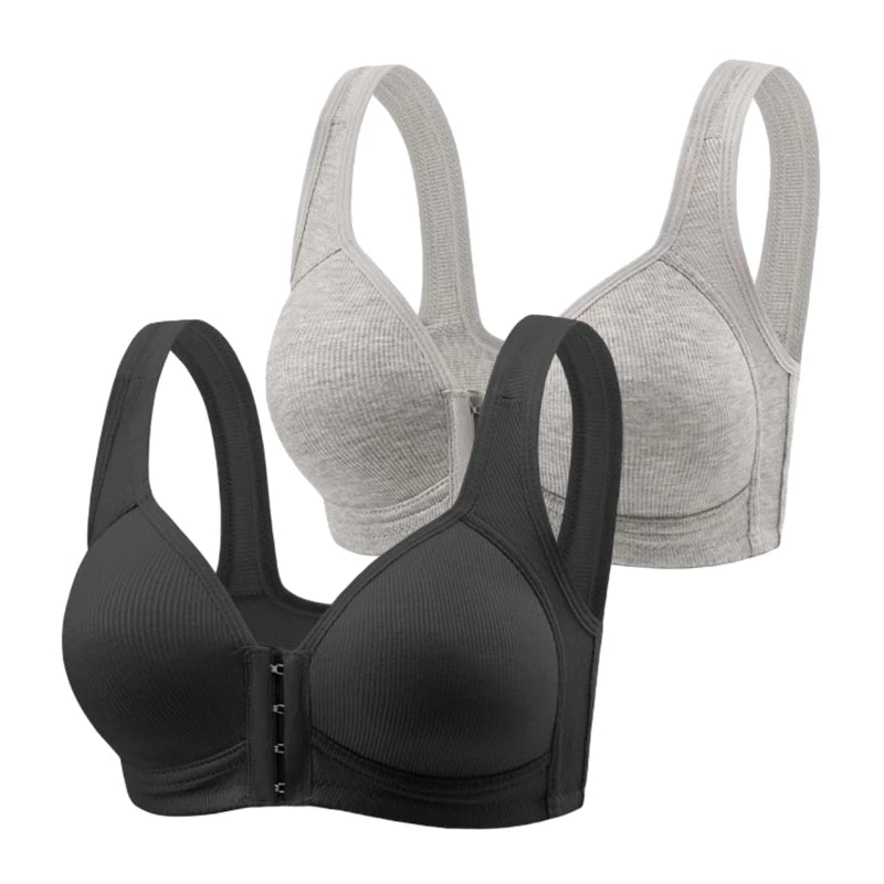 Fallsweet Nahtloser BH mit Vorderverschluss für Damen, solides, kabelloses Push-Up-Bralette, vollständige Abdeckung, feste Körbchen, bequeme Unterwäsche