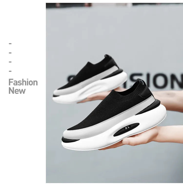 Herrensocken, atmungsaktives Mesh, Laufschuh, Sommersportschuhe, schwarze Slip-On-Slip-Ons, lässiger Fahrschuh für Herren, geeignet für den Außenbereich