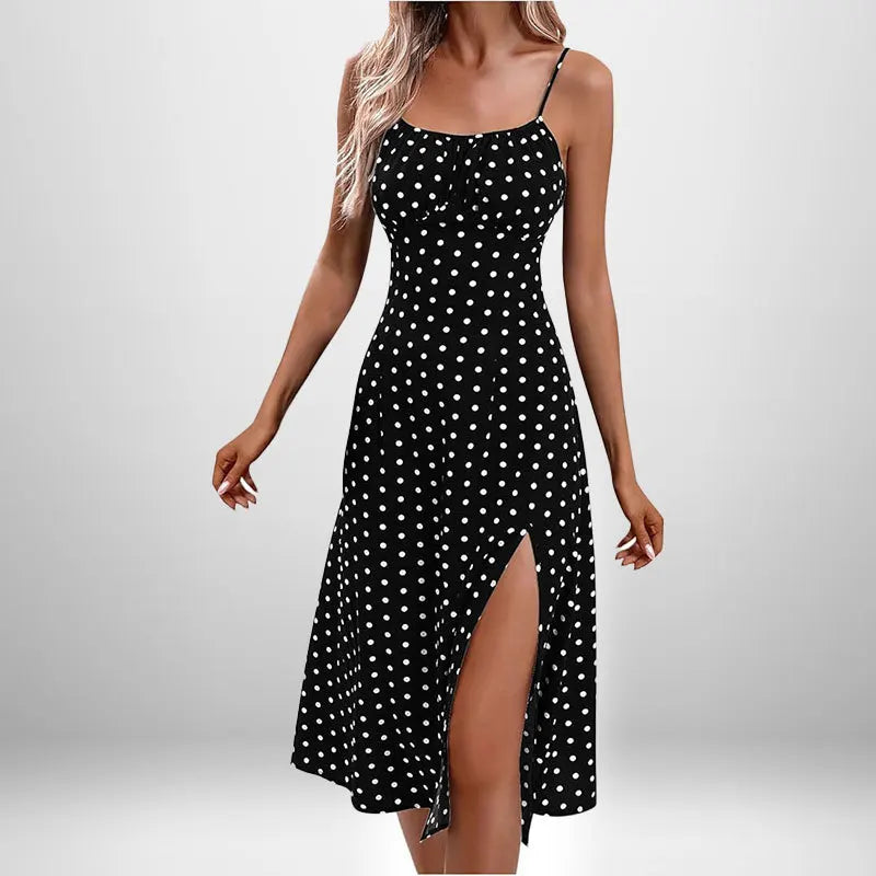 Elegantes Damen-Blumenkleid für Strandurlaub und Streetwear, Sexy Tief Ausgeschnittenes Strandparty-Kleid mit Schlitz, Schickes Bodycon-Kleid Ärmellos für Damen