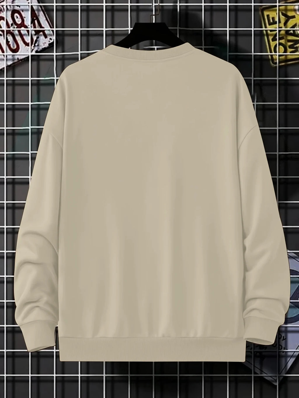 Men's autumn and winter fashionable casual loose MILANO 96 print fleece pullover long sleeved round neck sweatshirt