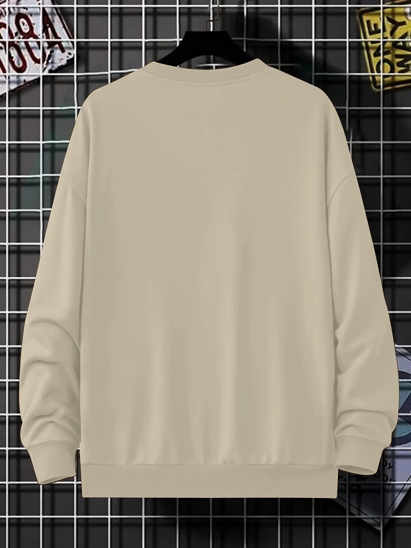 Men's autumn and winter fashionable casual loose MILANO 96 print fleece pullover long sleeved round neck sweatshirt