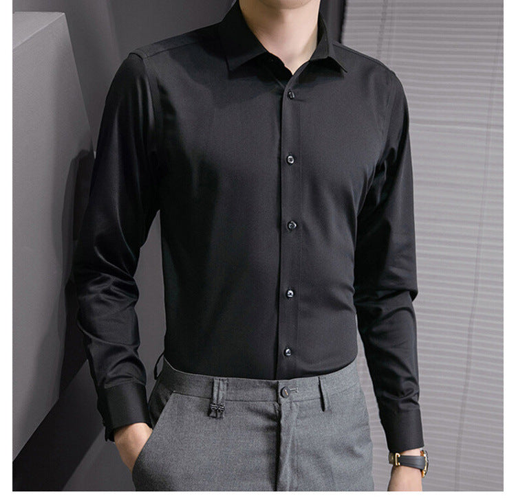 Neue Plus Größe Männer Einfarbig Business Hemd Mode Klassische Grundlegende Beiläufige Dünne Weiße Langarm-shirt Marke Kleidung