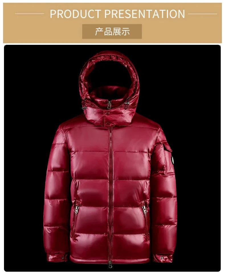 2024 Winter Neue Herren Puffer Jacke Mode Dicke Männer Frauen Ente Unten Jacke Im Freien Warme Casual Mäntel Feste Kapuze Mäntel