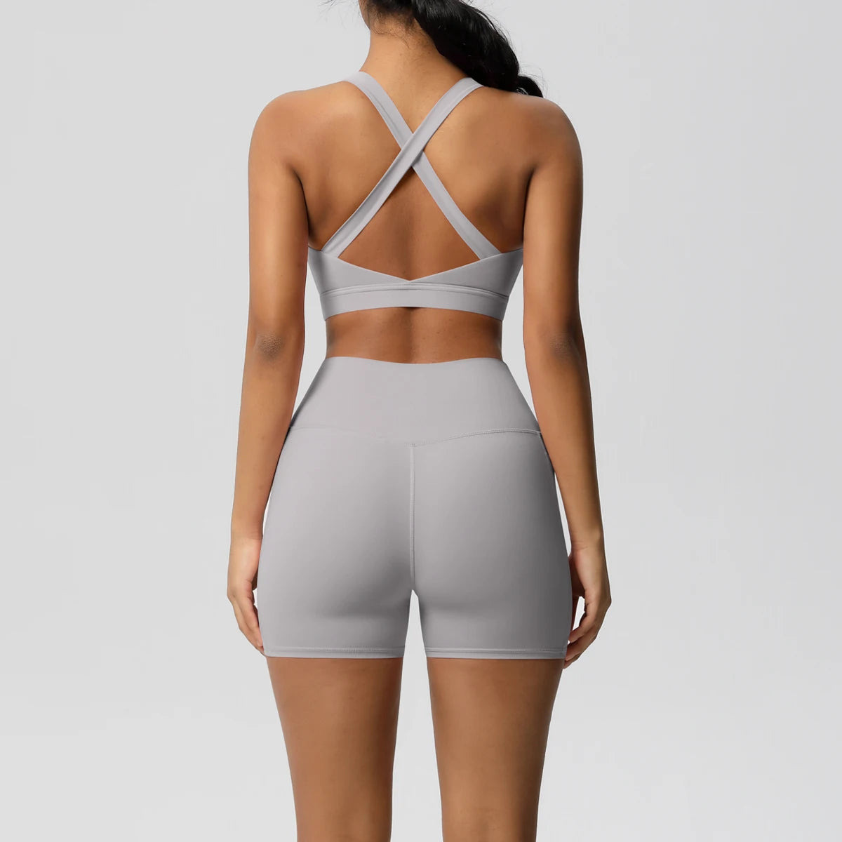 2PCS Sportswear Mit Taschen Yoga Set Gymnastik Kleidung Yoga Anzüge Für Frauen Trainingsanzüge Sport Shorts Crossover Bh Gym Leggings