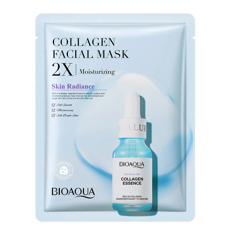 20 Stück BIOAQUA Centella Kollagen Gesichtsmaske Feuchtigkeitsspendende erfrischende Blattmasken Hyaluronsäure Gesichtsmaske Hautpflegeprodukte