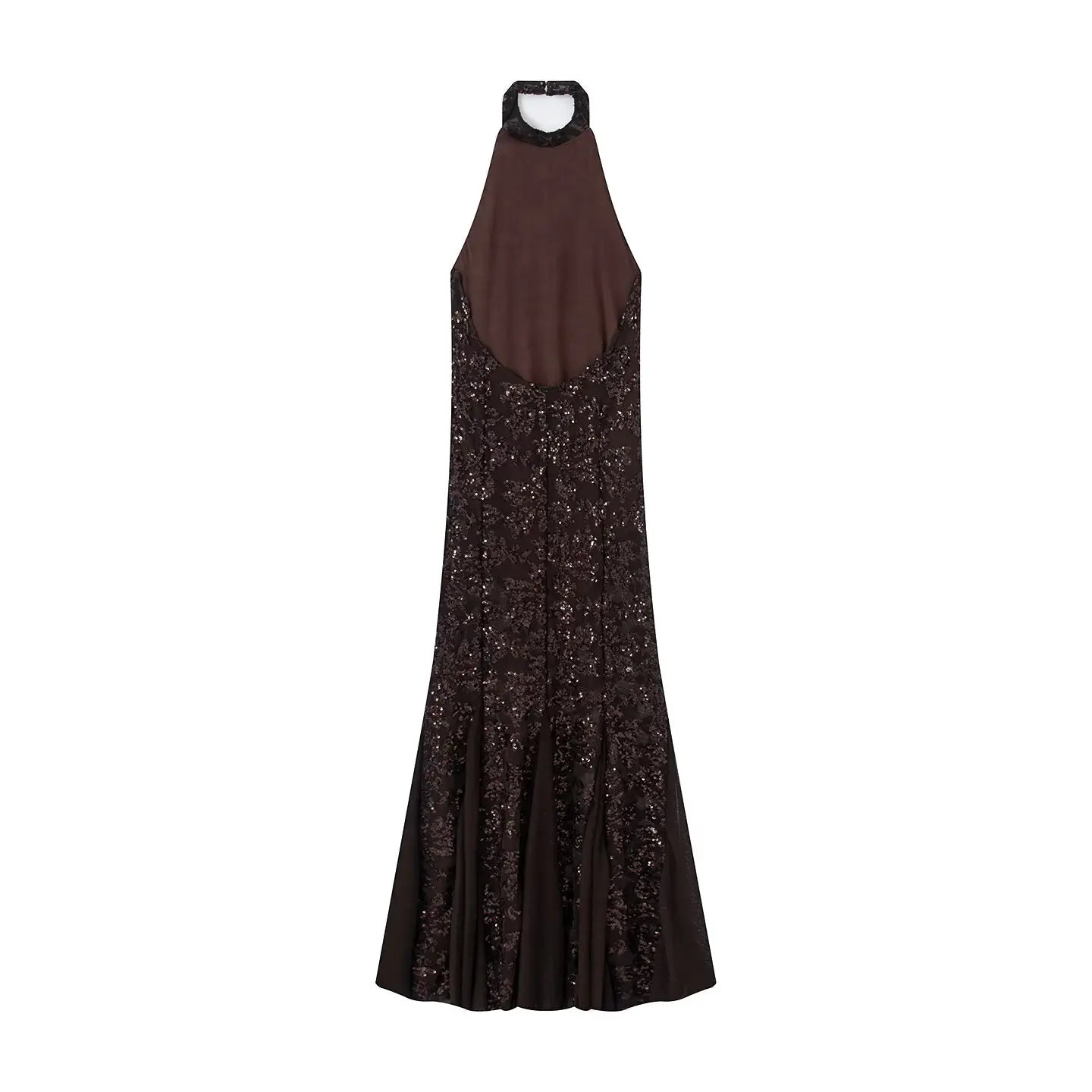HH Damen Neues Modisches Abendkleid Sommer Ärmellos Rückenfrei Pailletten Bestickt Neckholder Dekoration Sexy Langes Kleid