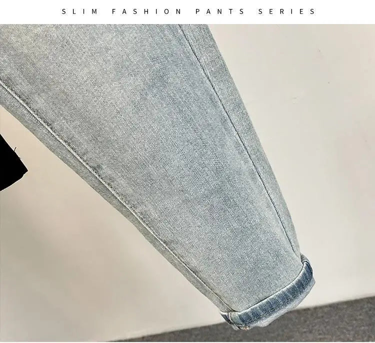 Jeans Herren Trendige Marke Helle Mode Jugend Freizeithosen Cowboy Einfache Ruffian Hübsche Schmal sitzende Röhrenjeans Männer