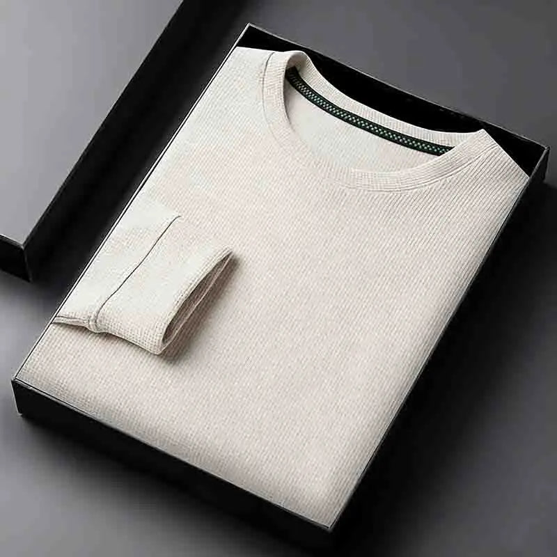 2026 Neuerscheinung Herren Basic Einfarbiger Rundhals-Pullover Atmungsaktiver Langarm-Strickpullover