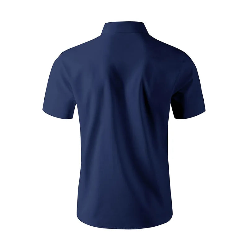 Neues Herren-Business-Casual-Hemd mit kurzen Ärmeln, einfarbig, für Sommermode, ohne Bügeln, bequemes und vielseitiges Oberteil