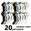 30Pairs Männer Socken Mesh Atmungsaktive Kurze Casual Socken Farbe-block Sport Socke Sport Socken Absorbieren Schweiß Knöchel