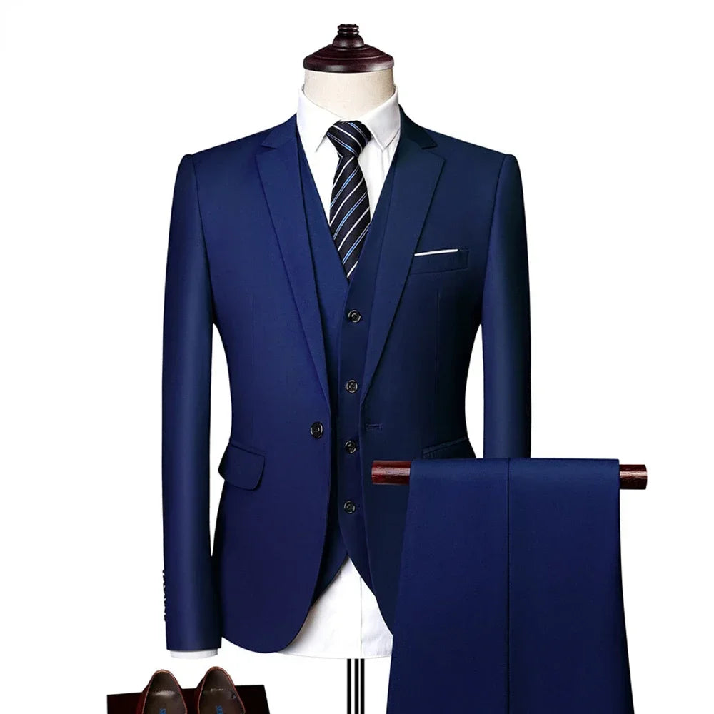 Anzüge für Männer, 3-teiliges Set, elegante Hochzeit, modisch, klassisch, volle Jacken, Weste, Hosen, Blazer, Outfit, 2025, formelles Kostüm
