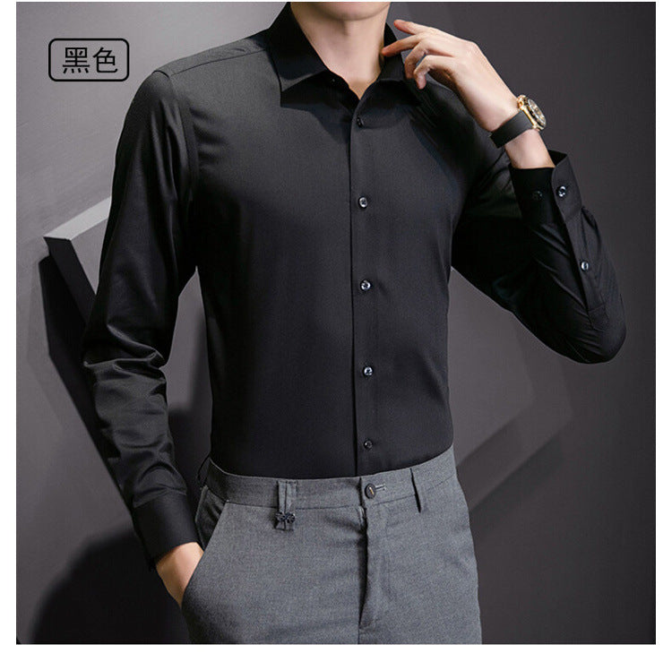 Neue Plus Größe Männer Einfarbig Business Hemd Mode Klassische Grundlegende Beiläufige Dünne Weiße Langarm-shirt Marke Kleidung