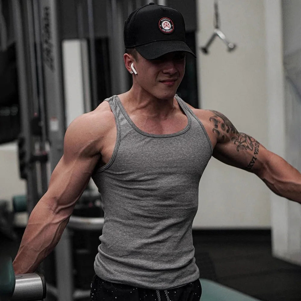 Männer Tank Top T-shirt Singlet Gym Workout Fitness Ärmelloses Shirt Muskel Bodybuilding Atmungsaktive Untertaille