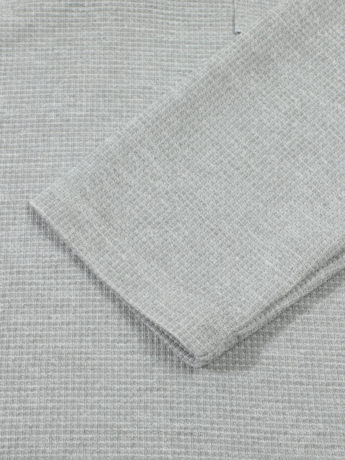 Men's casual waffle check long-sleeved shirt stand-up collar button semi-cardigan breathable and comfortable daily wear shirt