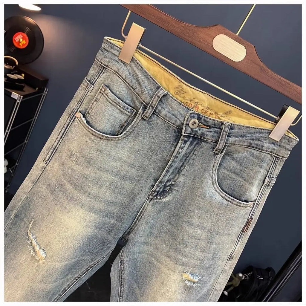 Jeans für Herren 2025, Frühling und Herbst, kleine zerrissene Jeans, Herren-Vintage-Hosen, trendige Marke, Harlan-Männerkleidung, Streetwear-Kleidung
