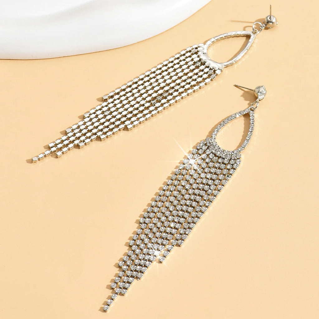 2 Stück Damenschmuck, Strass-Quastenohrringe, luxuriöse Modeaccessoires für Hochzeitsfeiern