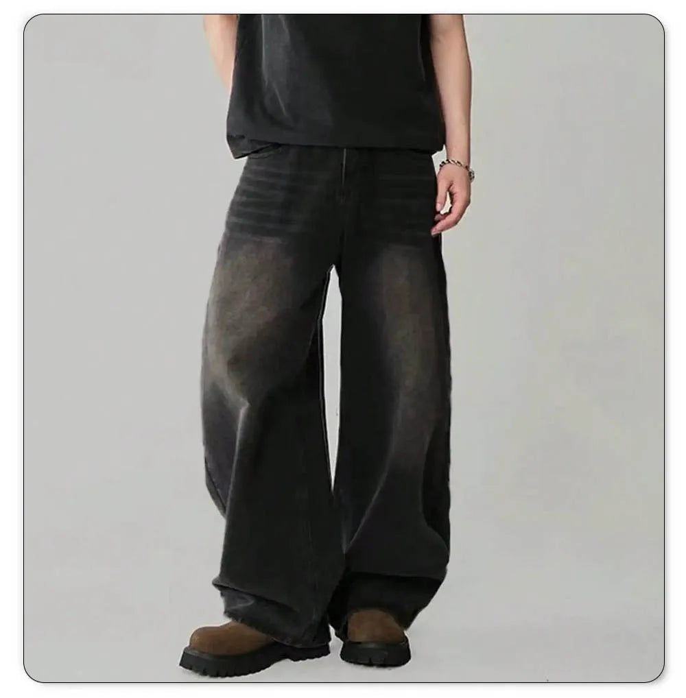 Vier Saison Herren Jeans Koreanische Version Student Casual Hosen High Street Gerade Lose Breite Bein Jeans Schwarz Grau Blau Baggy Jean