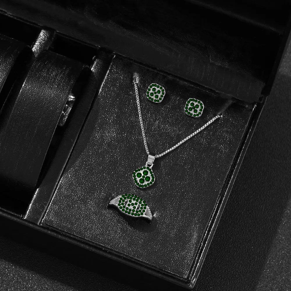 1-teiliges Luxus-Würfel-Schmuckset, elegantes Damen-Set mit Halskette, Ohrringen und Ringen, perfektes Geschenk zum Valentinstag, Weihnachtsgeschenk, Bi