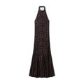 HH Damen Neues Modisches Abendkleid Sommer Ärmellos Rückenfrei Pailletten Bestickt Neckholder Dekoration Sexy Langes Kleid