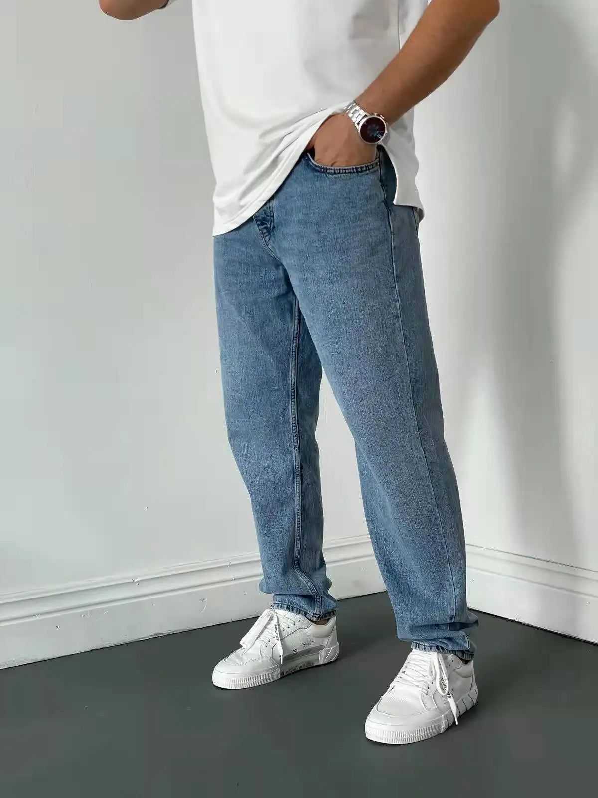2025, neue Business-Herren-Jeans, lässig, gerade, Stretch, modisch, klassisch, blau, schwarz, Arbeits-Denim-Hose, männliche Markenkleidung, S-3XL