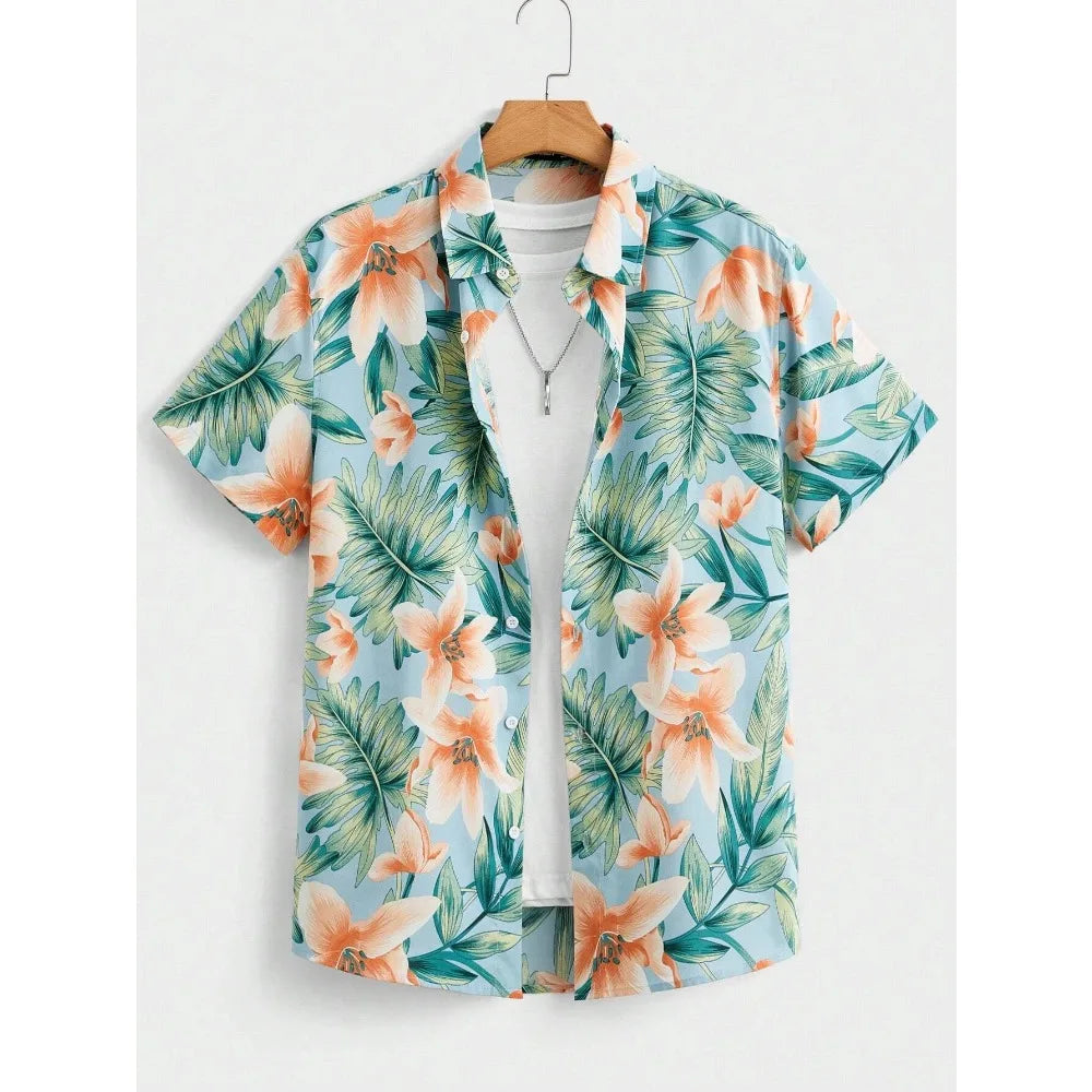 Hawaiihemd für Herren, bedruckt, lässig, dünn, Strand, schlank, modisches Hemd, hochwertig, luxuriös, schwarz, gesellschaftlich, Vintage, lustig, übergroße Kleidung