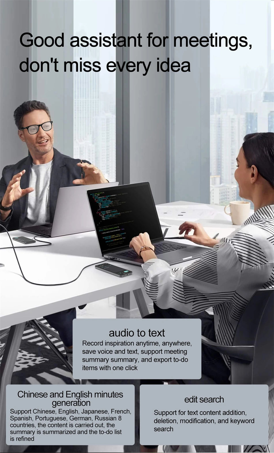 AI Intelligent Translation Glasses 163 Online Language AI Automatic Dialogue Translation Bluetooth Translation Glasses Men Women