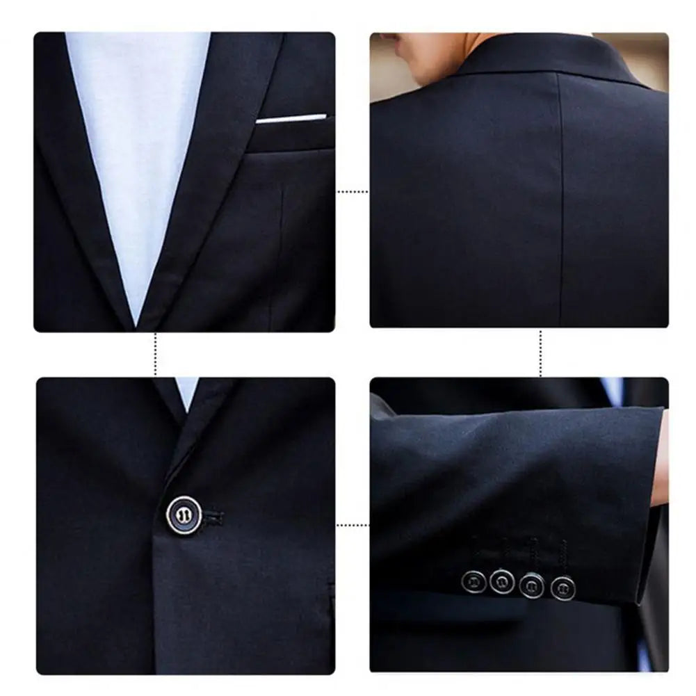 Herren lässig Boutique Business Anzug einfarbig Turndown Kragen Slim Fit Hochzeit Bräutigam Anzug Mantel Blazer Hose Anzug Herren Sets