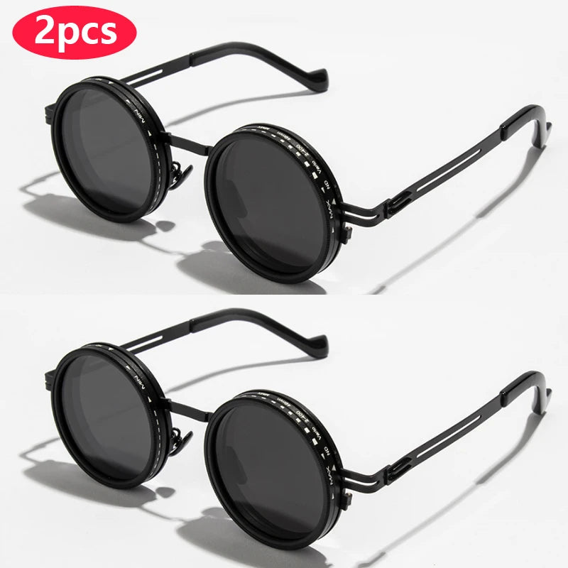 Neue Einstellbare 1-9 Sonnenbrille Punk Polarisierte Sonnenbrille Männer Frauen Runde ND Filter Linsen Retro Angeln Brillen Shades
