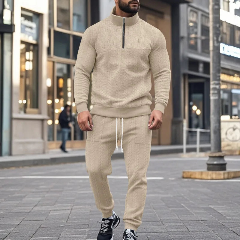 Herbst Kleidung Herren Luxus Trainingsanzug Freizeit Stehkragen Langarm Zipper Sweatshirt + Hosen Streetwear 2-teiliger Anzug S-3XL