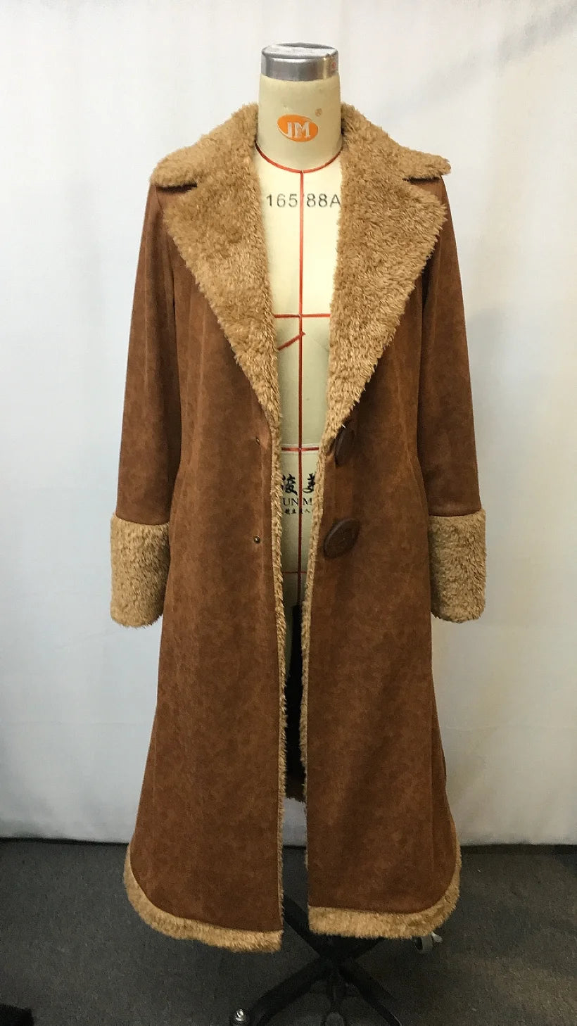 2025, Damen-Jeans-Westernmantel, Retro-Sherpa-gefüttert, Winter, warm, Ranch-Stil, Jacke, Plüschkragen, lässig, Cowboy-Vintage-Oberbekleidung