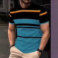 2025, Sommer Herrenmode, 3D-T-Shirt, Spleißen, bedruckt, Farbblockierung, lässig, schlank, kurzärmelig, Outdoor-Sport, Laufen, Fitness
