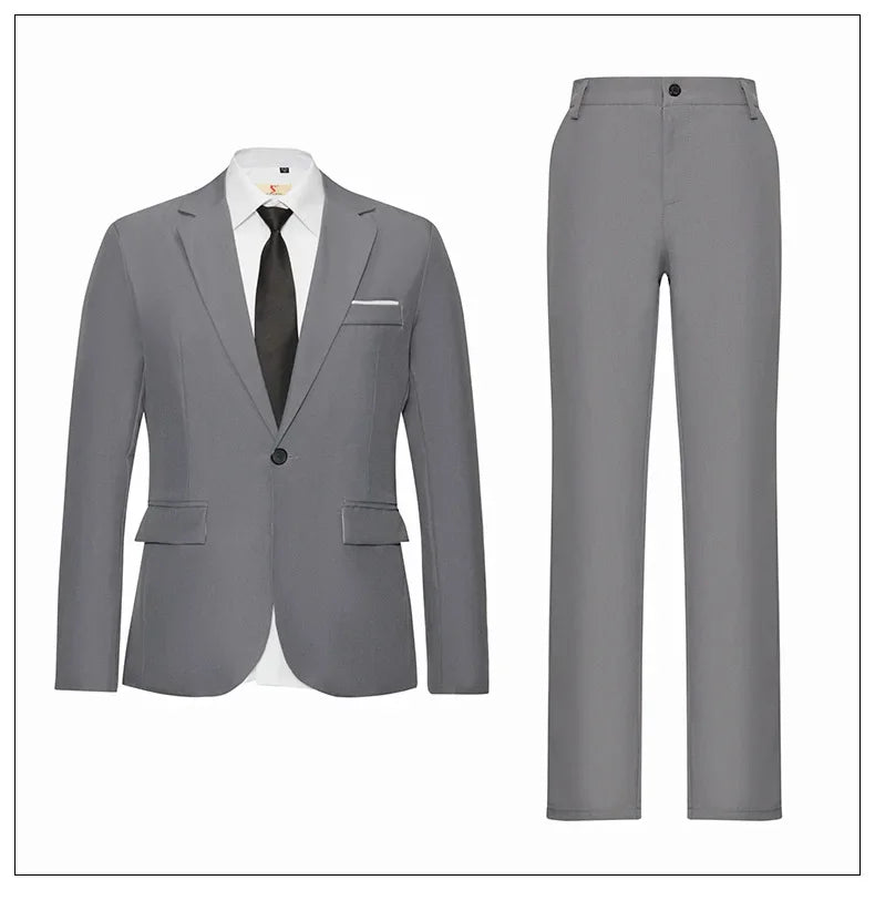 Herren Casual Hochzeitsanzug Slim Fit Zweiteiliges Set Sommer Neuer Stil Große Größe Business Formelle Kleidung Bequemes Oberteil und Hose