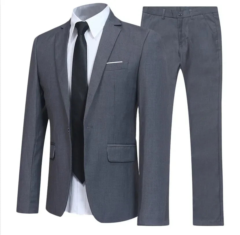 Men Suits Set Jackets Pants 2 Pieces Elegant For Wedding Slim Fit Blazers Formal Outfit Fashion Classic Full 2025 Costume