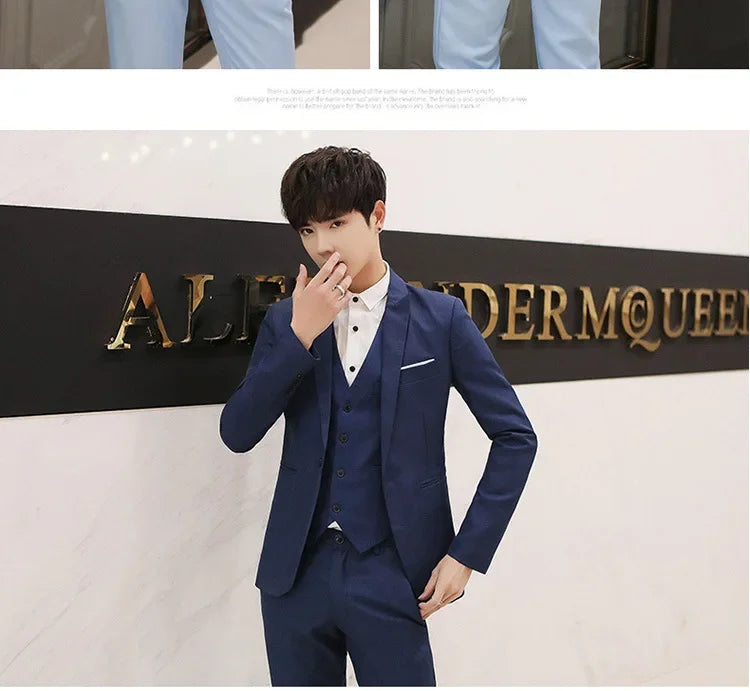 Western-Stil Herrenanzüge Grenzüberschreitende Großhandel Neue Ankunft Abnehmen Dreiteiliges Set Koreanische Version Business Professionelle Kleid