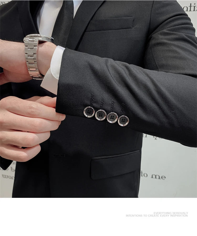 Herren-Slim-Fit-Dreiteiler im koreanischen Stil für Business, professionelle formelle Kleidung, Trauzeuge, Bräutigam, Hochzeit, koreanischer Stil, kleiner Sui