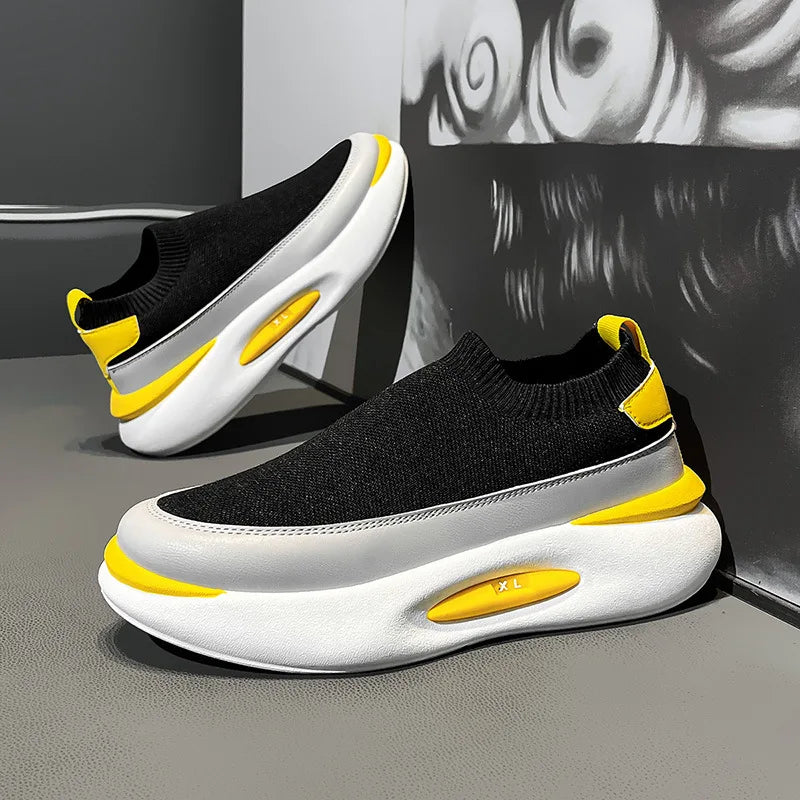 Herrensocken, atmungsaktives Mesh, Laufschuh, Sommersportschuhe, schwarze Slip-On-Slip-Ons, lässiger Fahrschuh für Herren, geeignet für den Außenbereich