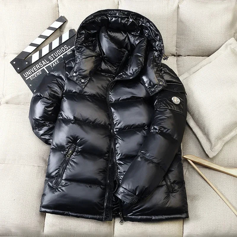 2024 Winter Neue Herren Puffer Jacke Mode Dicke Männer Frauen Ente Unten Jacke Im Freien Warme Casual Mäntel Feste Kapuze Mäntel