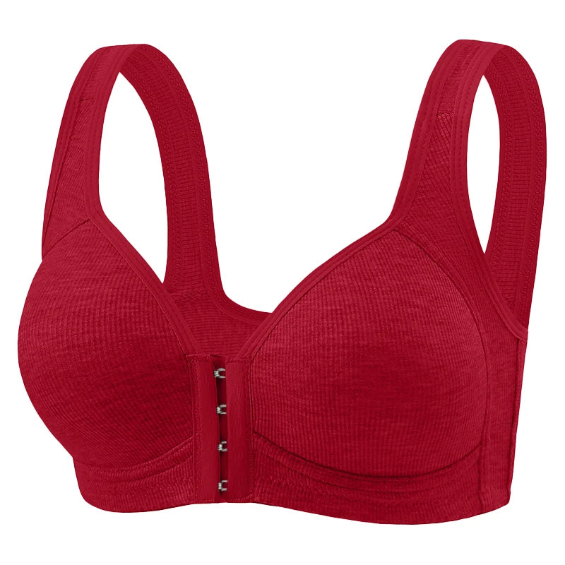 Fallsweet Nahtloser BH mit Vorderverschluss für Damen, solides, kabelloses Push-Up-Bralette, vollständige Abdeckung, feste Körbchen, bequeme Unterwäsche