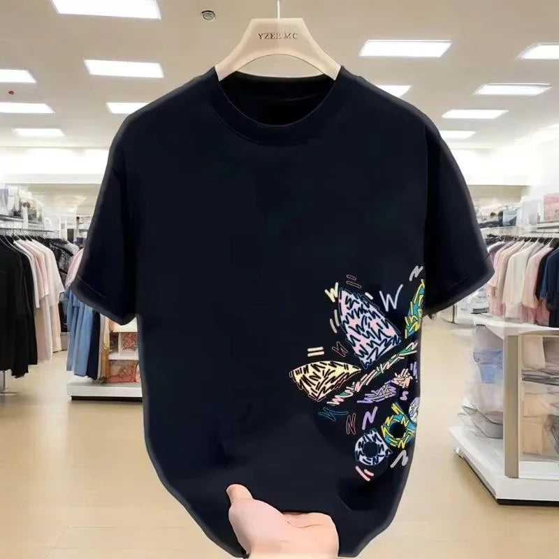 2026 Modischer Bestseller - Locker Sitzendes Rundhals-Sommer-Baumwoll-T-Shirt für Herren und Damen, Stylisches und Atmungsaktives Oberteil