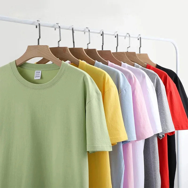 12 Farben übergroßes schweres T-Shirt für Herren, Sommer-Kurzarm-T-Shirt, 100 % Baumwolle, schlichtes Oberteil, lässige Herrenbekleidung