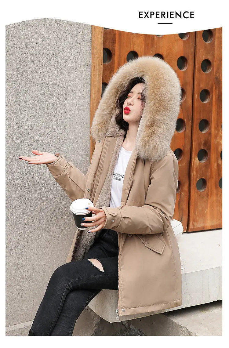 Frühling Parkas Frauen Mäntel Mittlere Länge Mantel Dicke Warme Mit Kapuze Kordelzug Jacken Splice Zipper Enge Taille Jacke Herbst Winter