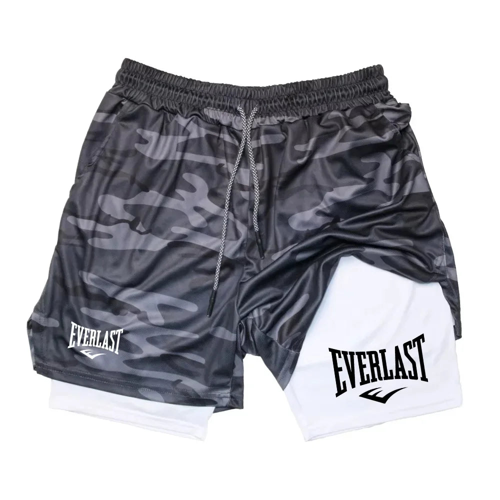 Herren Laufshorts 2 in 1 Doppellagige Sportshorts Sportbekleidung Fitness Kurze Hosen Trainings-Jogginghose Herrenbekleidung
