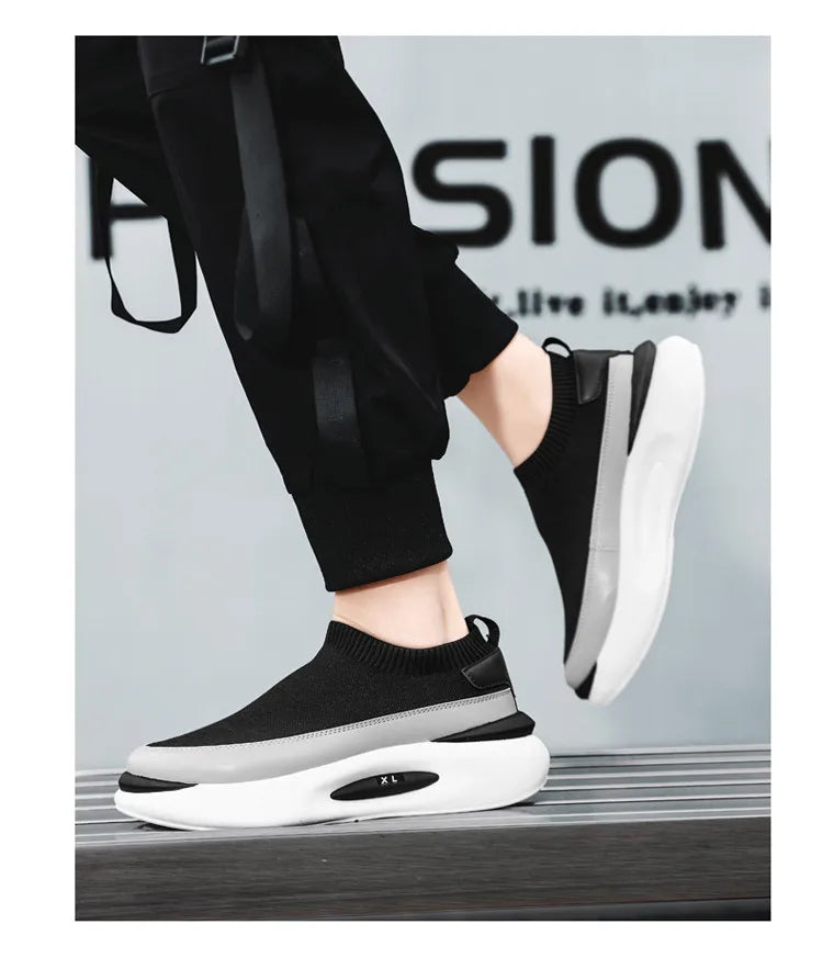 Herrensocken, atmungsaktives Mesh, Laufschuh, Sommersportschuhe, schwarze Slip-On-Slip-Ons, lässiger Fahrschuh für Herren, geeignet für den Außenbereich