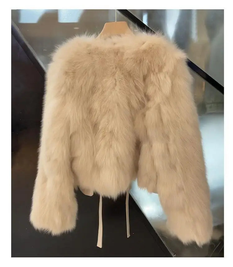 Nachahmung Fuchs pelz gras Mantel frauen Kurze 2025, Herbst/Winter Neue Koreanische version Vielseitig Spitze up Dicke top Weibliche Warme Outwear