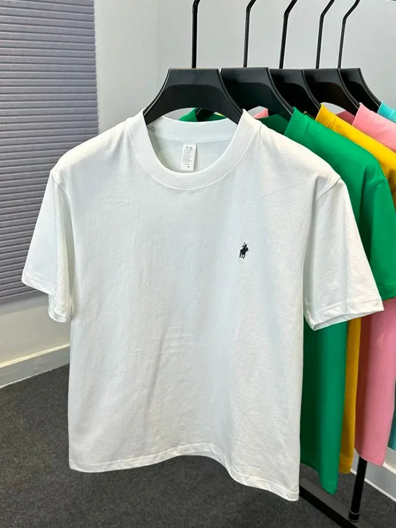 2026 Sommer Herren Strick-Baumwoll-T-Shirt mit kurzen Ärmeln – Modisch, bequem und atmungsaktiv bedrucktes Oberteil